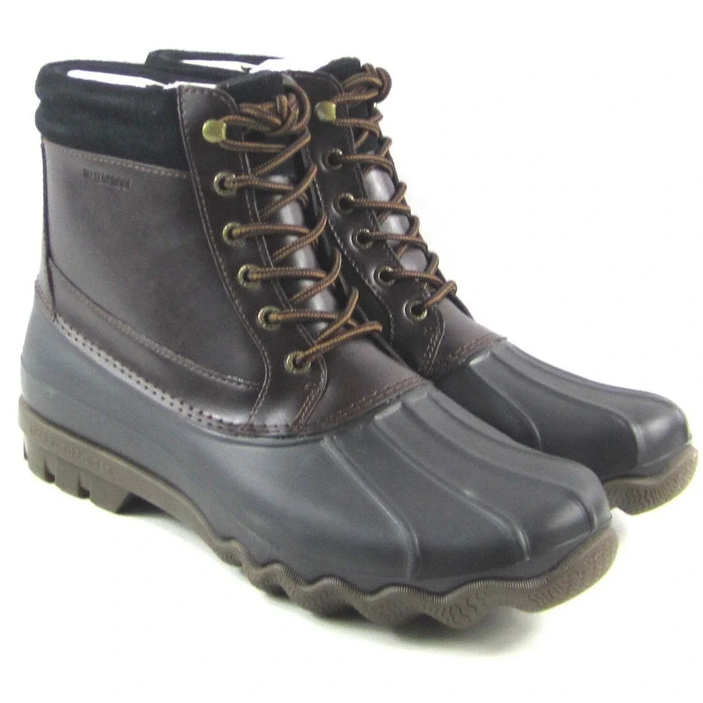 Sperry Brewster Men's Amaretto Brown Duck Rain Mud Winter Snow Boots Sz 10 M NEW